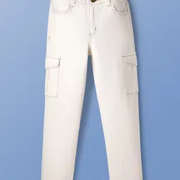 Pine Kids Denim Woven Full Length Washed Jeans - White-picture-46