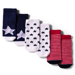 Cute Walk by Babyhug Knit Ankle Length Anti Bacterial Socks with Star & Stripe Design Pack of 3 -Navy Blue white & Red-picture-30