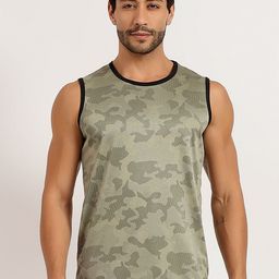 TQH Printed Round Neck Gym Vest TQH-Vest_Printed_823_Olive_S-image-9