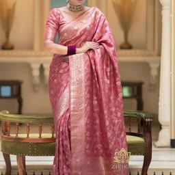 CaniBani Peach Silk Blend Banarasi Sarees-picture-14