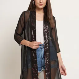 Curvydrobe Women Embellished Longline Shrug-27