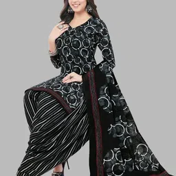 SIMPLYETHNIC Crepe Printed Top and Bottom Fabric with Chiffon Dupatta-image-31