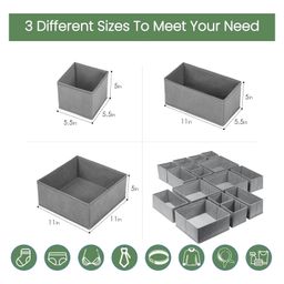 FunBlast Adjustable Drawer Organizer Set of 8 Drawer Dividers (Grey) image 3