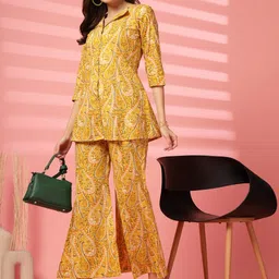 Indibelle Printed V-Neck Pure Cotton Shirt With Palazzo-37