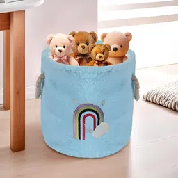 Myntra Elegant Homes Blue Printed Living Room Tote Basket Organiser-image-70