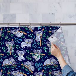 ArtzFolio Navy Blue & Green Printed Waterproof Shower Curtain-image-38