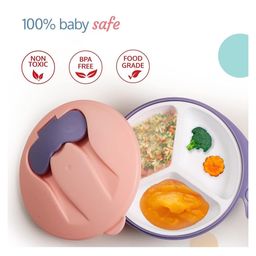 SKB Baby Feeding Bowl with Lid, Suction Cup, Spoon & Fork Set for Feeding & Weaning - Color & Design May Vary image 5