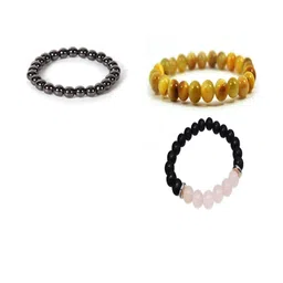 Divine souvenirs Unisex Set Of 3 Artificial Beaded Elasticated Bracelets-13