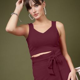 Oomph! Women V-Neck Sleeveless Crop Top-image-11
