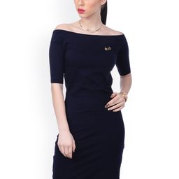 SCORPIUS Women Navy Solid Bodycon Dress-image-12