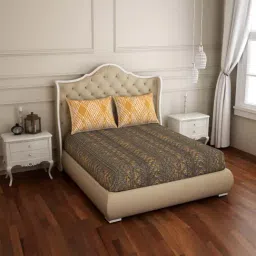 Spaces Atrium Brown Cotton 144 TC Bed Sheet Set-image-21