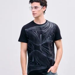 Iconic Black Regular fit Printed T-Shirt-image-56