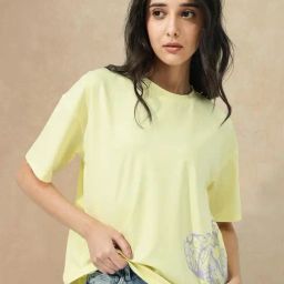 RAREISM Yellow Cotton Blend Solid Short Sleeves T-Shirt-picture-8