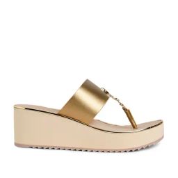 Aldo Women's Gold T-Strap Wedges-image-24