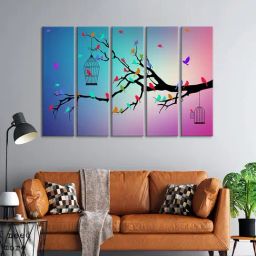 999Store Printed Multicolor MDF 5 Panels Wall Art-53