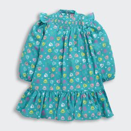 Tiny Girl Printed Layered Puff Sleeves Fit & Flare Dress-picture-8