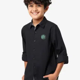 Bonkids Boys Spread Collar Casual Cotton Shirt With Hulk Embroidery-picture-10