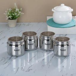 Sumeet Silver Stainless Steel 4 Containers with Lid-37