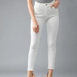 DOLCE CRUDO White Denim Skinny Fit High Rise Jeans-image-49