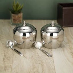 Sumeet Silver Stainless Steel 2 Apple shape Ghee Pot-24