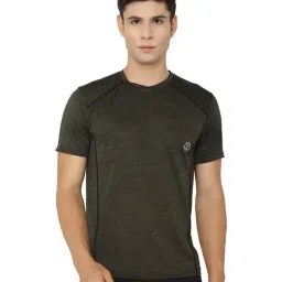 Chkokko Dark Olive Round Neck T-Shirt-image-30