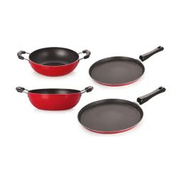 Nirlon Non-Stick Red Aluminium Kitchenware Combo Utencils Set with Steel Lid-image-73