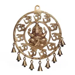 eCraftIndia Om Ganesha Brass Wall Hanging With Bells-45