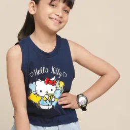 Kidsville Blue Cotton Printed Hello Kitty T-Shirt-image-87