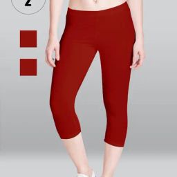Lyra Red Cotton Capris - Pack Of 2-image-3