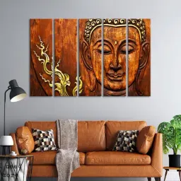 999Store Printed Brown MDF 5 Panels Wall Art-image-63