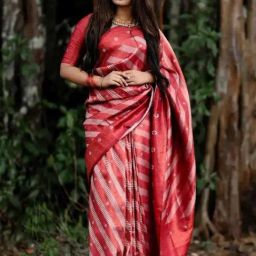 Saree Mall Maroon & Pink Woven Saree With Unstitched Blouse-image-84