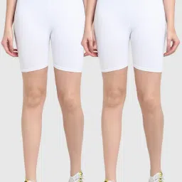 Gracit White Cotton Sports Shorts - Pack Of 2-image-1