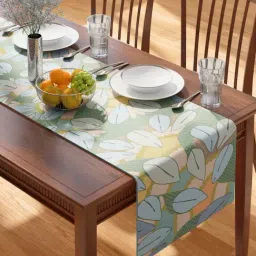 Petal Home Floral Green Cotton Table Runner-33