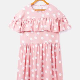 Crimsoune Club Kids Peach Printed Dress-image-63