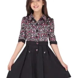 Cutecumber Kids Black Floral Print Dress-image-101