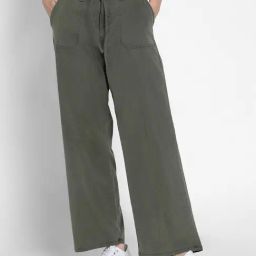 American Eagle Green Lyocell Solid Pants-image-64