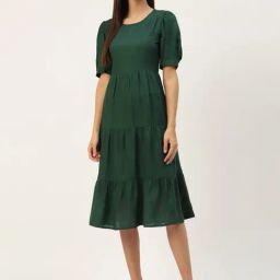 BRINNS Green Midi A Line Dress-image-26