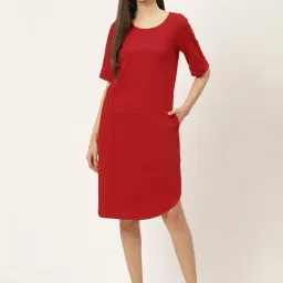 BRINNS Red Midi A Line Dress-5