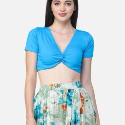 Cation Blue V Neck Crop Top-image-89