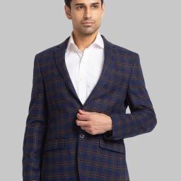 Park Avenue Blue Super Slim Fit Checks Blazer-picture-33