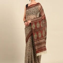 SHANVIKA Grey Pure Cotton Floral Print Saree Without Blouse Piece-image-59