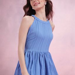 DressBerry Halter Neck Fit & Flare Mini Dress-image-56