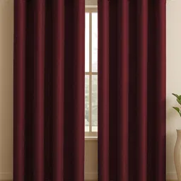 LINENWALAS Happy Sleeping Maroon Set of 2 Black Out Long Door Curtain-image-79