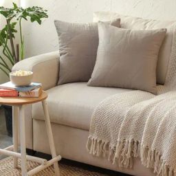 House This Dhanesh Solid Grey Cotton Cushion Covers - Set of 2-20