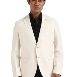 TOMMY HILFIGER Beige Nylon Regular Fit Textured Blazer-image-53
