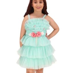 Cutecumber Girls Green Embellished Dress-image-39