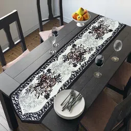 Kuber Industries Black & Grey Printed Cotton Table Runners-57