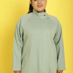 theRebelinme Plus Size Sage Green Fleece Relaxed Fit Tailored Jacket-10