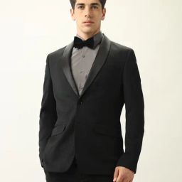 Arrow Black Polyester Slim fit Solid Two Piece Suit-picture-3