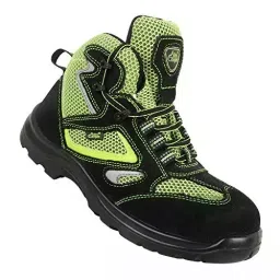 Allen Cooper Fiber Toe ESR Safety Shoes High Ankle PU Sole Size 7 UK/India Black & Green, AC-1467-image-15